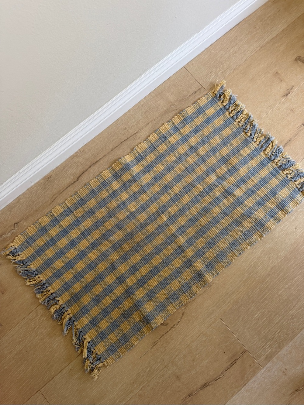 VINTAGE Check Small Door Mat with Tassels